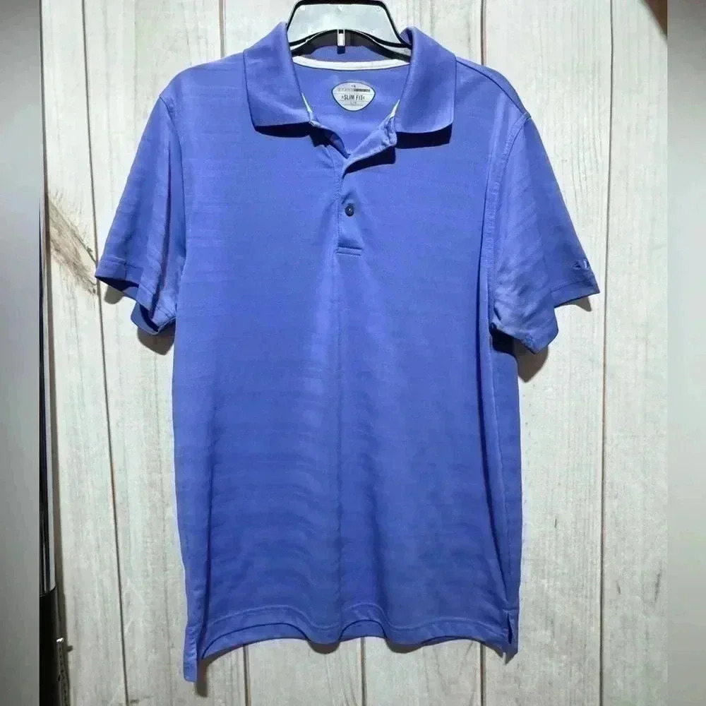 Grand Slam Men’s Striped Short Sleeve Polo‎ Shirt Slim Fit Size Large